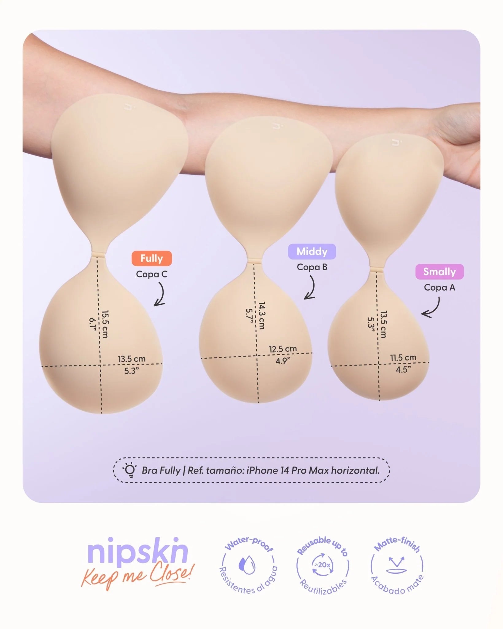Brasier Invisible Adhesivo de Silicona,  Keep Me Close - Nipskin® (latte, Fully (Copa C))
