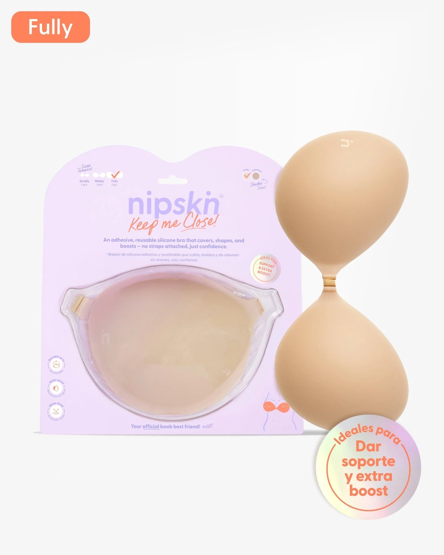 Brasier Invisible Adhesivo de Silicona,  Keep Me Close - Nipskin® (latte, Fully (Copa C))